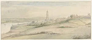 Gerbrandt Van Den Eeckhout Prints: View of Rhenen and the Rhine from the East, 1663. Creator: Gerbrand van den Eeckhout