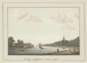 Rhine Prints: View of the Rhine near the village of Oudshoorn, 1700-1850. Creator: Anon