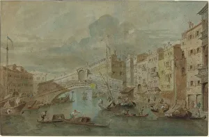 Ponte Di Rialto Prints: View of the Rialto Bridge, Venice. Creator: Francesco Guardi