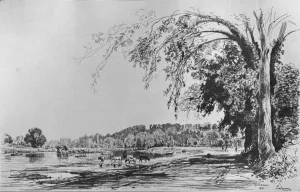 Maxime Lalanne Prints: View of Richmond from the Thames, 1871. Artist: Maxime Lalanne