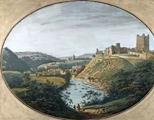 Oval Shaped Gallery: View of Richmond, Yorkshire, England, 1788. Creator: George Cuit