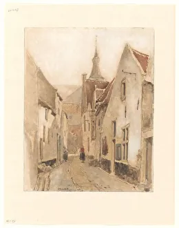 Bosboom Johannes Prints: View from the Ridderstraat in the Kerksteeg, Hattem, 1861. Creator: Johannes Bosboom