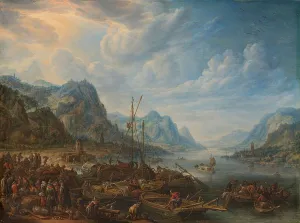 Herman Saftleven Prints: View of a River with Boat Moorings, 1678. Creator: Herman Saftleven the Younger