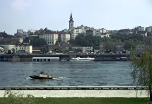 View across the river Sava to the Old Town in Belgrade, 19th century View across the river Sava to the Old Town in Belgrade, 19th century