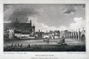 Aw Warren Prints: View of the River Thames, Westminster Bridge and the Palace of Westminster, London, 1808