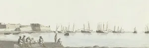 Harbour Wall Prints: View of the roadstead with ships anchored at Bari, 1778. Creator: Louis Ducros