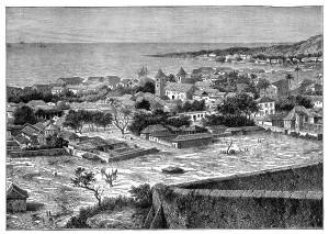 Angola Prints: View of the roadstead and town of San Paolo de Loanda, Angola, West Africa, c1890