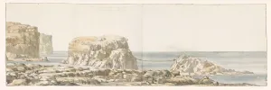 Cove Prints: View of rock detached from shore in a cove on Gozo, 1778. Creator: Louis Ducros