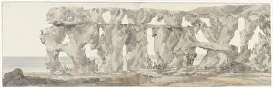 View of a rock on the way to visit Gozo Island, 1778. Creator: Louis Ducros