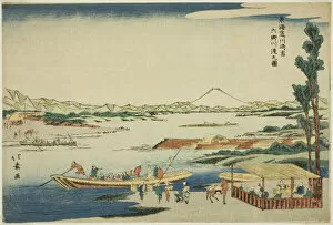 View of the Rokugo River Crossing at the Kawasaki Station (Kawasaki-juku Rokugo... c. 1789 / 1818)