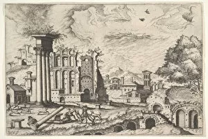 Doetechum Gallery: View of the Roman Forum, looking toward the Palatine Hill