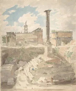 View of the Roman Forum, unexcavated, 1840