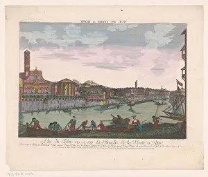 Imperial Franciscan Academy Prints: View of Rome from the Tiber, 1755-1779. Creator: Balthasar Friedrich Leizelt