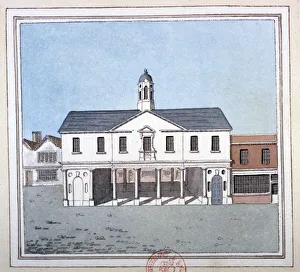 Essex Prints: View of Romford Market House, Essex, c1800