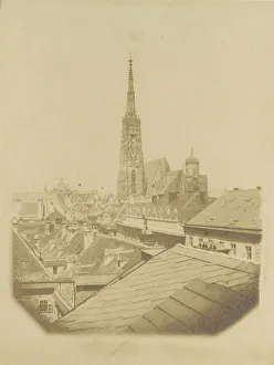 Alois Prints: [View of the rooftops and cathedral of Vienna], ca. 1853. Creator: Alois Auer