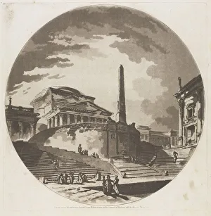 View of the Rotunda with Stairs on the Tiber, 1766. Creator: Jean-Claude-Richard de Saint-Non