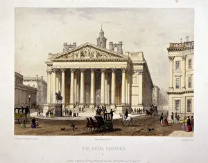 Bachelier Prints: View of the Royal Exchanges west front, London, 1854. Artist: Charles Claude Bachelier