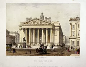 Charles Claude Gallery: View of the Royal Exchanges west front, London, 1854. Artist: Charles Claude Bachelier