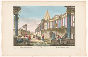 Paolo Panini Prints: View of the ruins of a colonnade in Rome, 1745-1775. Creator: Anon