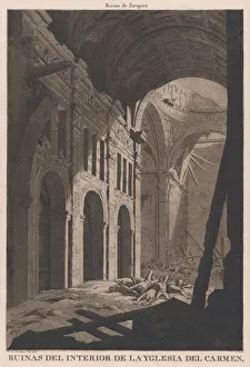 Juan Prints: View of the ruins of the interior of the Church of Nuestra Senora del Carmen in Saragos