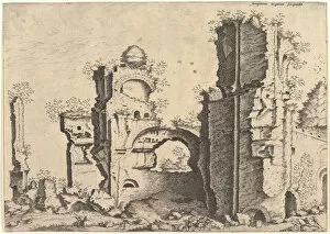 Doetechum Gallery: View of ruins, possibly the Baths of Caracalla, from the series The Small book of Roman