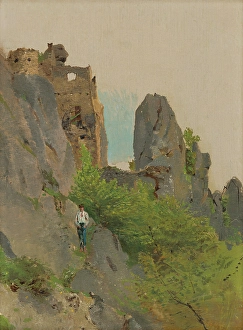 1875 Prints: View of the Ruins of Sulov, 1875-1885. Creator: Ladislav Mednyanszky