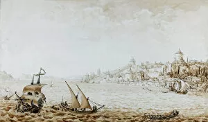 Bebek Gallery: View of the Rumeli Hisari, 1777. Artist: Kamsetzer (Kammsetzer), Jan Chrystian (1753-1795)