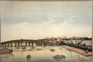 Katsushika 1760 1849 Prints: View of the Ryogokubashi over the Sumidagawa River in Edo, 1823-1829