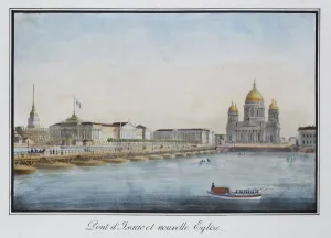 View of the Saint Isaacs Bridge in Petersburg, 1824