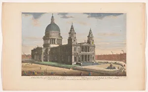 Robert Sayer Prints: View of Saint Paul's Cathedral in London seen from the northwest side