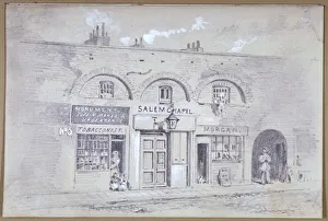 Tobacconist Prints: View of Salem Chapel and a tobacconists in Fitzroy Square, London, 1853. Artist
