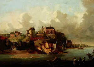 1856 Prints: View of Sandomierz, 1856. Creator: Jozef Szermentowski