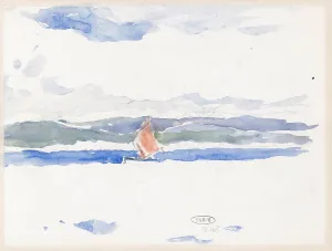 Vans Gravesande Prints: View of the sea with boat (?), 1902. Creator: Carel Nicolaas Storm
