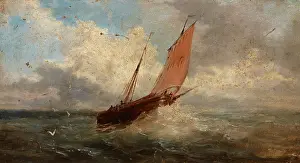 Niepolomice Museum Prints: View of the Sea-Boat at the Sea, c1850. Creator: Jules Coignet