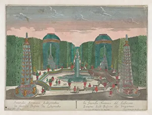 Garden Design Prints: View of the second water basin in the labyrinth of a garden, 1742-1801. Creator: Anon