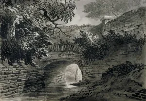 Serpentine Prints: View of a section of the Serpentines drainage system in Hyde Park, London, c1817