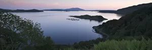 Peter Thompson Gallery: View over Seil Sound to a salmon farm and Luing, Slate Islands, Argyll and Bute, Scotland