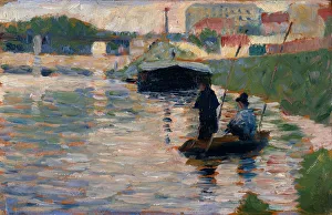 Fishing Boats Prints: View of the Seine, 1882-83. Creator: Georges-Pierre Seurat