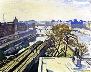 Albert Prints: View of the Seine and the Monument to Henry IV, 1906. Creator: Albert Marquet