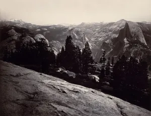Sentinel Dome Prints: View from the Sentinel Dome, Yosemite, 1865-66. Creator: Carleton Emmons Watkins