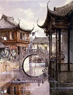 Roof Gallery: View of Shanghai, China, c1860. Artist: Jean Henri Zuber