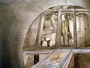 Construction Worker Gallery: View of the shield used in the construction of the Thames Tunnel, London, 1835. Artist