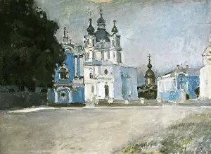 Saint Petersburg Prints: View of the Smolny Cathedral, 1905. Creator: Stepan Yaremich