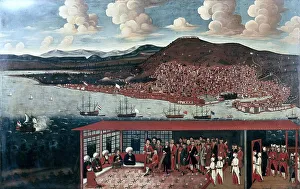 Council Chamber Prints: View of Smyrna (Izmir) and the Reception Given to Consul de Hochepied (1657-1723) in the Council Cha Creator: Anon