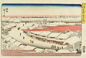 View of Snow at Yoshiwara, c1847-1852. Creator: Ando Hiroshige