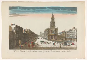 Somerset House Prints: View of Somerset House and Saint Mary-le-Strand Church in London
