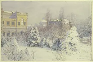 Card Prints: View from the south of the Stadel Museum in winter, mid-19th century. Creator: Carl Nebel
