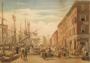 Docks Prints: View of South Street, from Maiden Lane, New York City, ca. 1827