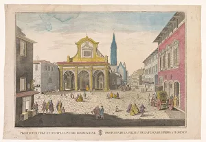 Remondini Prints: View of a square in Florence, 1700-1799. Creator: Unknown
