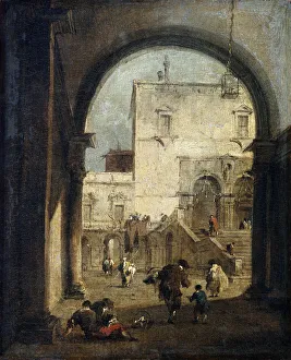 Fr Guardi Prints: View of a Square and a Palace, between 1775 and 1780. Artist: Francesco Guardi
